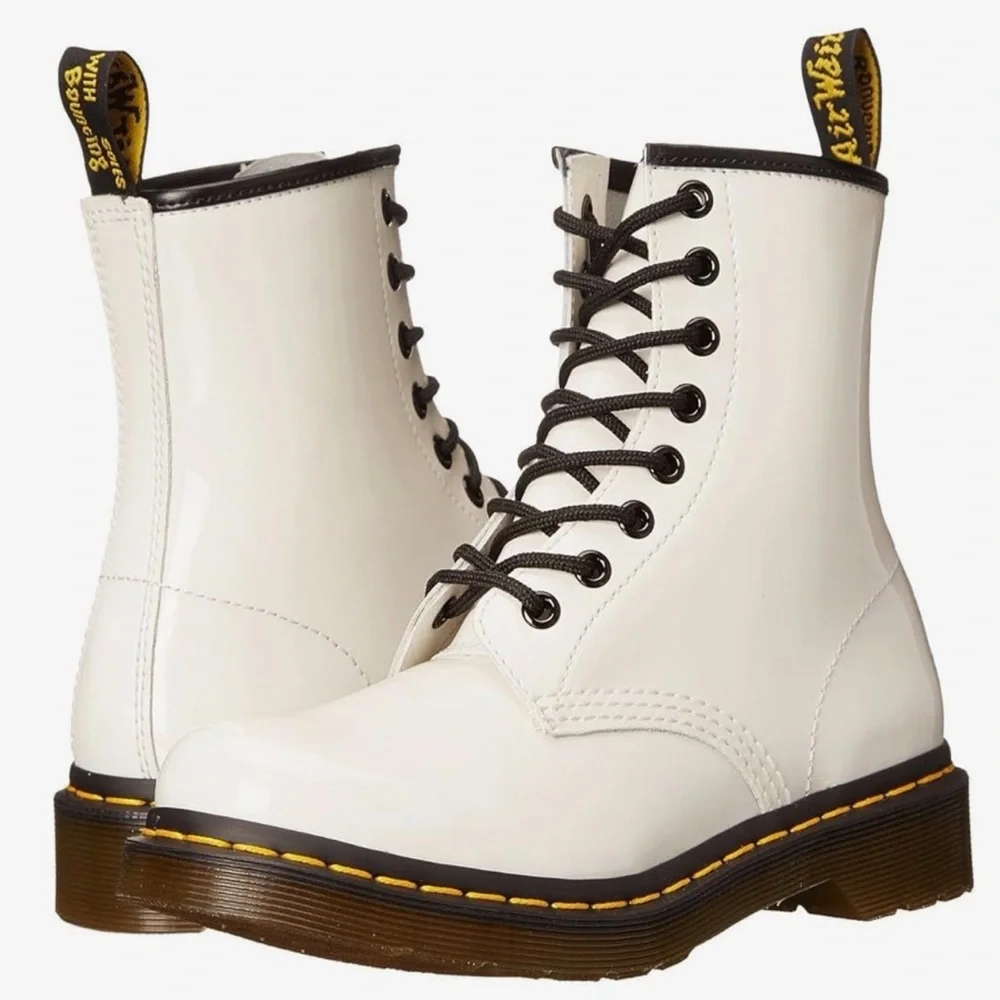 Dr. Martens Gray Lace-Up Boots - Picture 1 of 7
